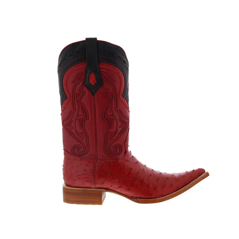 Los Altos Ostrich Boots XXX-Toe Mens Red Wide Cowboy Western Boots