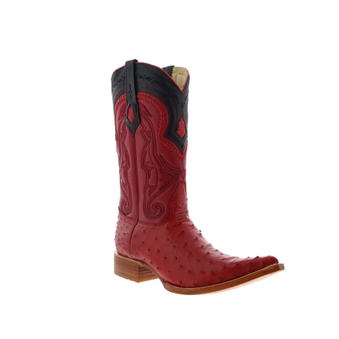 Los Altos Ostrich Boots XXX-Toe Mens Red Wide Cowboy Western Boots