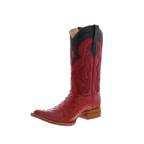 Los Altos Ostrich Boots XXX-Toe Mens Red Wide Cowboy Western Boots