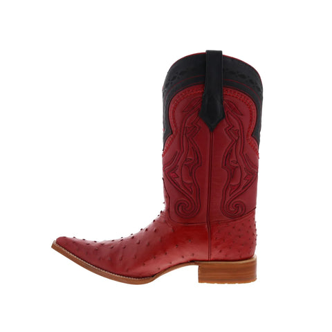 Los Altos Ostrich Boots XXX-Toe Mens Red Wide Cowboy Western Boots