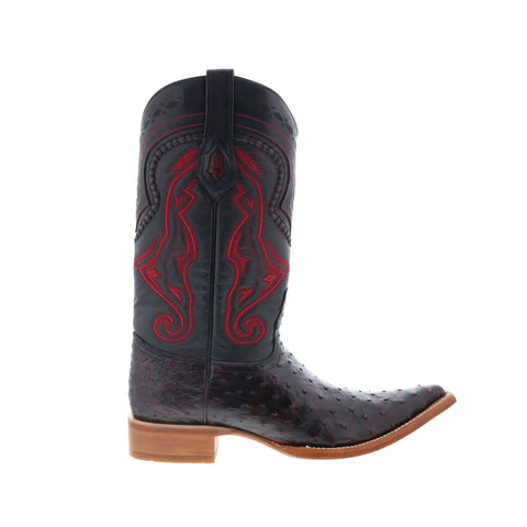 Los Altos Ostrich Boot XXX-Toe Mens Burgundy Wide Cowboy Western Boots