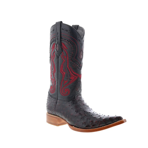 Los Altos Ostrich Boot XXX-Toe Mens Burgundy Wide Cowboy Western Boots