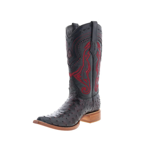 Los Altos Ostrich Boot XXX-Toe Mens Burgundy Wide Cowboy Western Boots