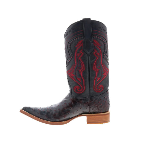 Los Altos Ostrich Boot XXX-Toe Mens Burgundy Wide Cowboy Western Boots
