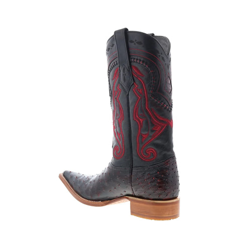 Los Altos Ostrich Boot XXX-Toe Mens Burgundy Wide Cowboy Western Boots