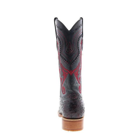 Los Altos Ostrich Boot XXX-Toe Mens Burgundy Wide Cowboy Western Boots
