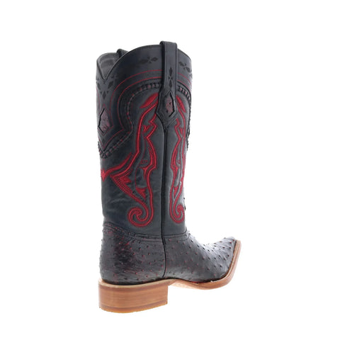 Los Altos Ostrich Boot XXX-Toe Mens Burgundy Wide Cowboy Western Boots