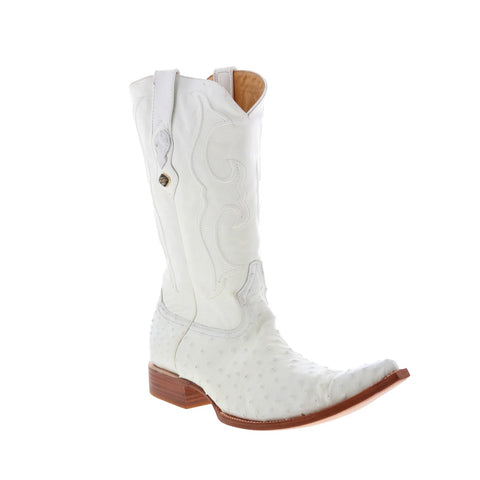 Los Altos Ostrich Boots XXX-Toe Mens White Wide Cowboy Western Boots