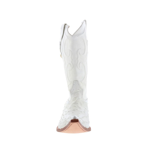 Los Altos Ostrich Boots XXX-Toe Mens White Wide Cowboy Western Boots
