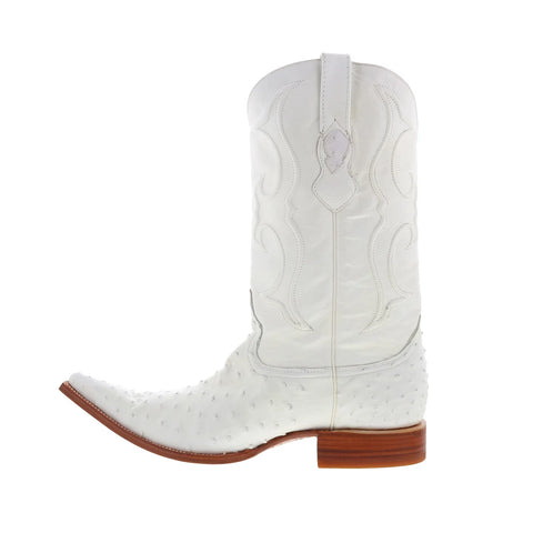 Los Altos Ostrich Boots XXX-Toe Mens White Wide Cowboy Western Boots