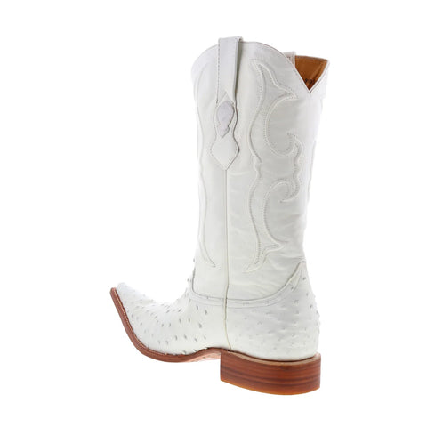 Los Altos Ostrich Boots XXX-Toe Mens White Wide Cowboy Western Boots
