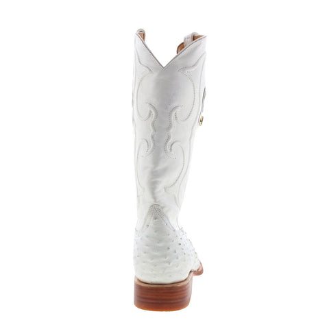 Los Altos Ostrich Boots XXX-Toe Mens White Wide Cowboy Western Boots