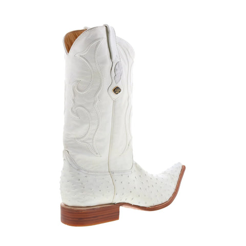 Los Altos Ostrich Boots XXX-Toe Mens White Wide Cowboy Western Boots