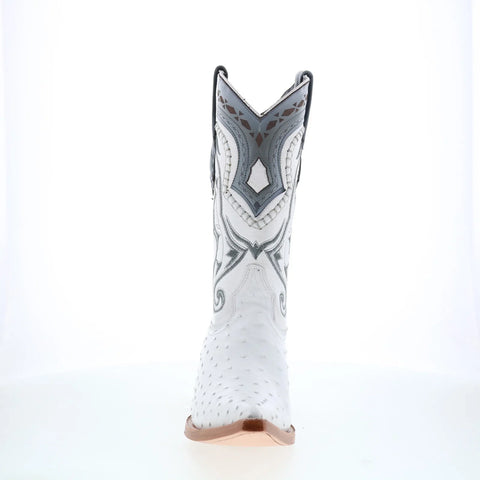 Los Altos Ostrich Boots XXX-Toe Mens White Wide Cowboy Western Boots