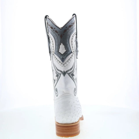 Los Altos Ostrich Boots XXX-Toe Mens White Wide Cowboy Western Boots