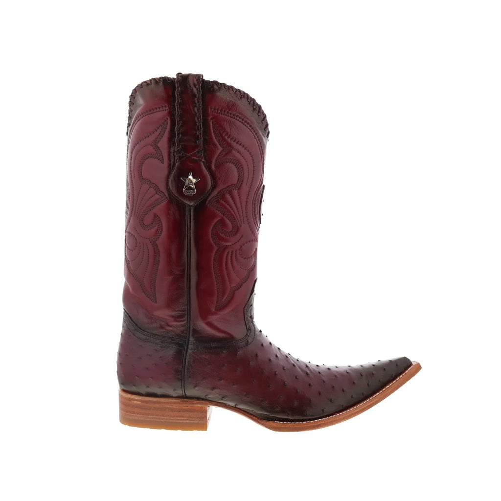 Los Altos Men's Burgundy Ostrich Leg Boots