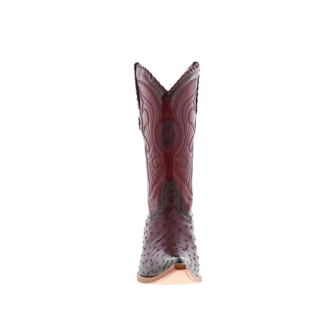 Los Altos Ostrich Boots XXX-Toe Mens Burgundy Wide Cowboy Western Boots