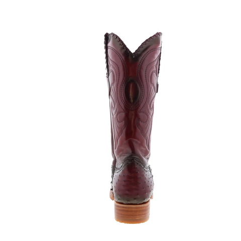 Los Altos Ostrich Boots XXX-Toe Mens Burgundy Wide Cowboy Western Boots