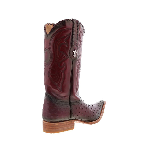Los Altos Ostrich Boots XXX-Toe Mens Burgundy Wide Cowboy Western Boots