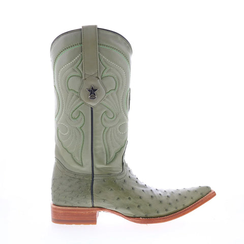 Bottes Western Homme Los Altos – Cuir D'autruche Vert, Bout XXX, Largeur E – Mexique