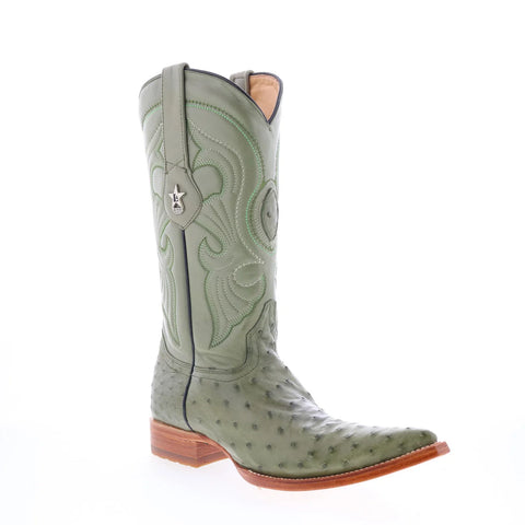 Los Altos Ostrich Boots XXX-Toe Mens Green Wide Cowboy Western Boots