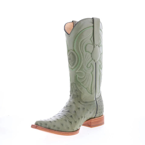 Los Altos Ostrich Boots XXX-Toe Mens Green Wide Cowboy Western Boots