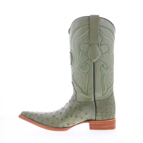 Los Altos Ostrich Boots XXX-Toe Mens Green Wide Cowboy Western Boots