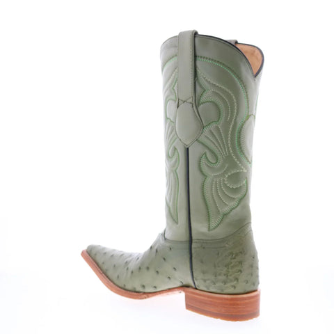 Los Altos Ostrich Boots XXX-Toe Mens Green Wide Cowboy Western Boots