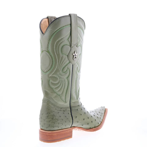 Los Altos Ostrich Boots XXX-Toe Mens Green Wide Cowboy Western Boots