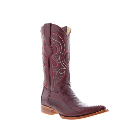 Los Altos Ostrich Leg Boots XXX-Toe Mens Burgundy Wide Cowboy Western Boots