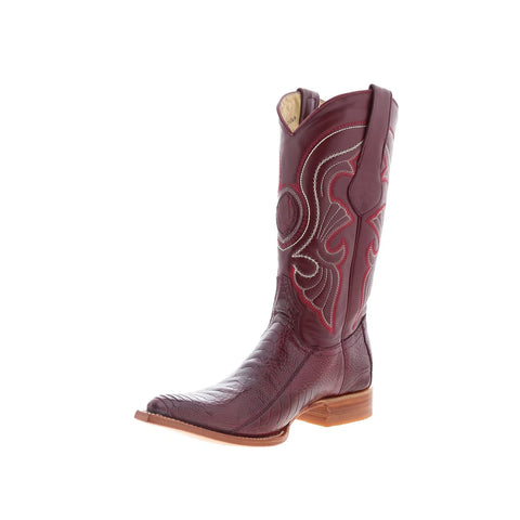 Los Altos Ostrich Leg Boots XXX-Toe Mens Burgundy Wide Cowboy Western Boots