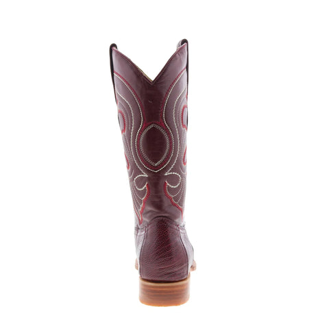Los Altos Ostrich Leg Boots XXX-Toe Mens Burgundy Wide Cowboy Western Boots