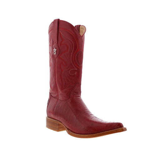 Los Altos Ostrich Leg Boots XXX-Toe Mens Red Wide Cowboy Western Boots