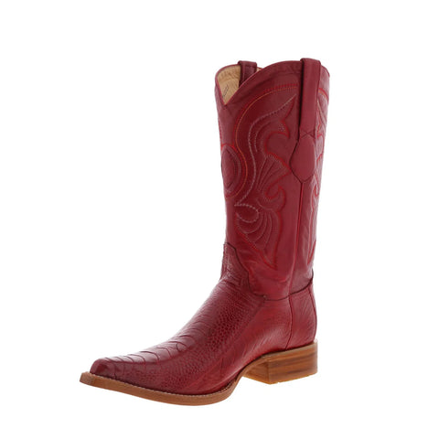 Los Altos Ostrich Leg Boots XXX-Toe Mens Red Wide Cowboy Western Boots