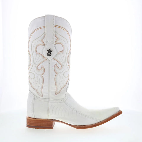 Los Altos Ostrich Leg Boots XXX-Toe Mens White Wide Cowboy Western Boots