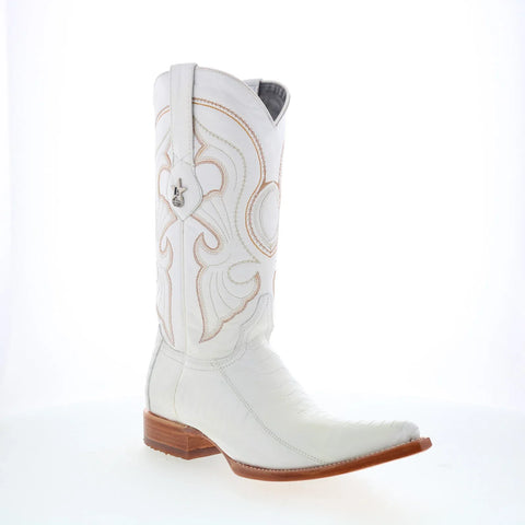 Los Altos Ostrich Leg Boots XXX-Toe Mens White Wide Cowboy Western Boots