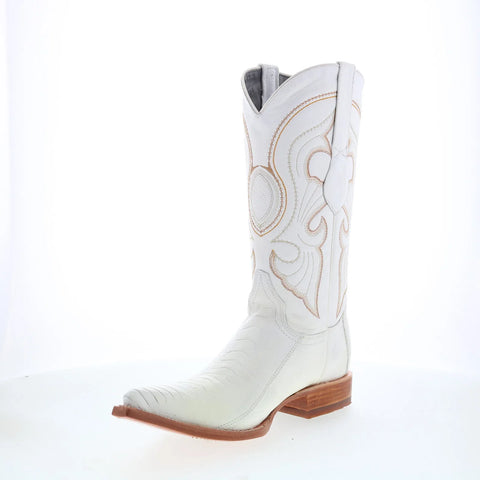 Los Altos Ostrich Leg Boots XXX-Toe Mens White Wide Cowboy Western Boots