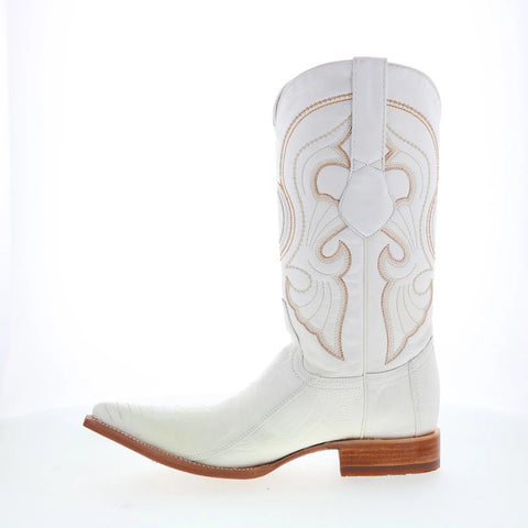 Los Altos Ostrich Leg Boots XXX-Toe Mens White Wide Cowboy Western Boots