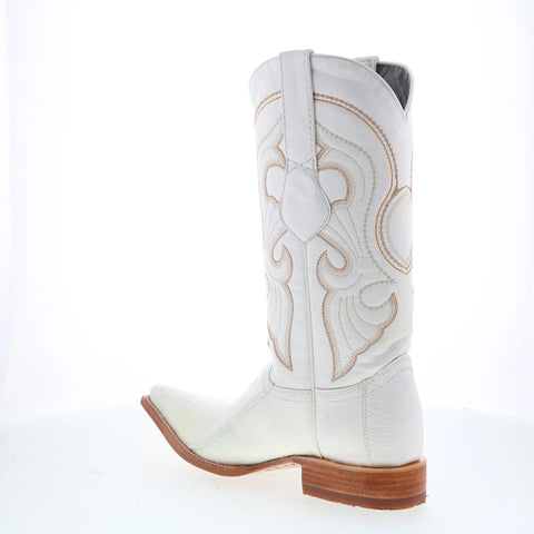 Los Altos Ostrich Leg Boots XXX-Toe Mens White Wide Cowboy Western Boots