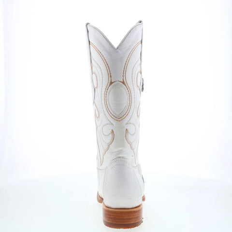 Los Altos Ostrich Leg Boots XXX-Toe Mens White Wide Cowboy Western Boots