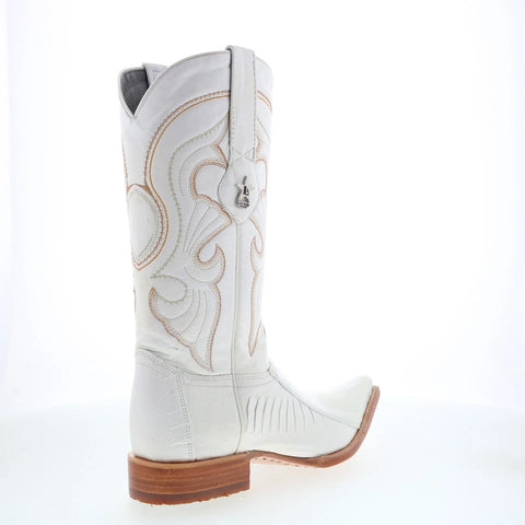 Los Altos Ostrich Leg Boots XXX-Toe Mens White Wide Cowboy Western Boots