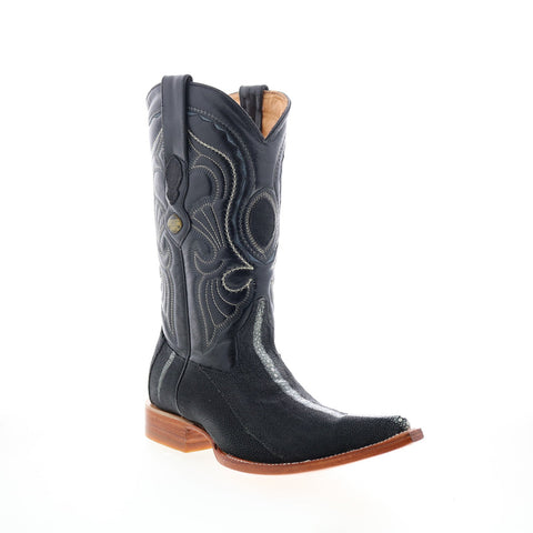 Los Altos 3X Toe Stingray Rowstone Mens Black Wide Cowboy Western Boots