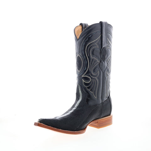 Los Altos 3X Toe Stingray Rowstone Mens Black Wide Cowboy Western Boots
