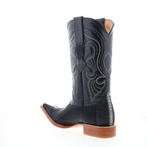 Los Altos 3X Toe Stingray Fullstone Mens Black Wide Cowboy Western Boots