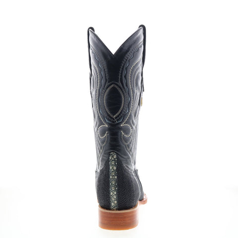 Los Altos 3X Toe Stingray Rowstone Mens Black Wide Cowboy Western Boots