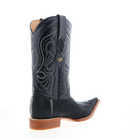 Los Altos 3X Toe Stingray Rowstone Mens Black Wide Cowboy Western Boots