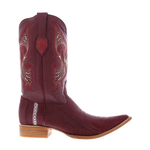 Los Altos 3X Toe Stingray Rowstone Mens Burgundy Wide Cowboy Western Boots