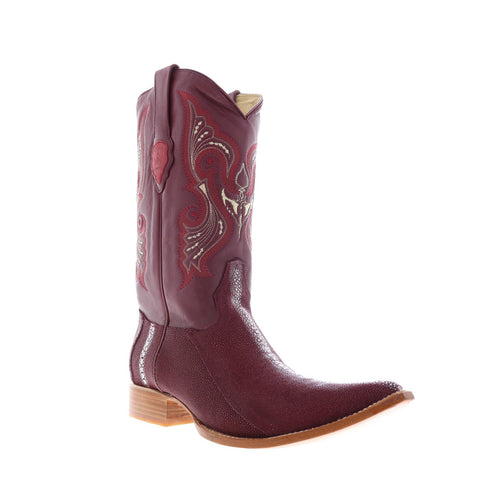 Los Altos 3X Toe Stingray Rowstone Mens Burgundy Wide Cowboy Western Boots