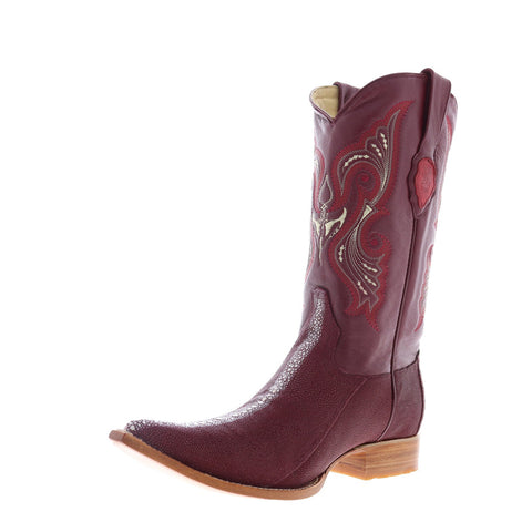 Los Altos 3X Toe Stingray Rowstone Mens Burgundy Wide Cowboy Western Boots
