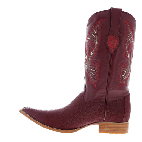 Los Altos 3X Toe Stingray Rowstone Mens Burgundy Wide Cowboy Western Boots